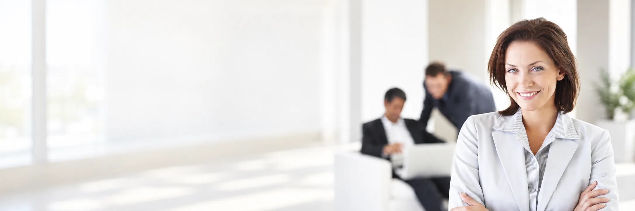 Office team with a businesswoman in the foreground